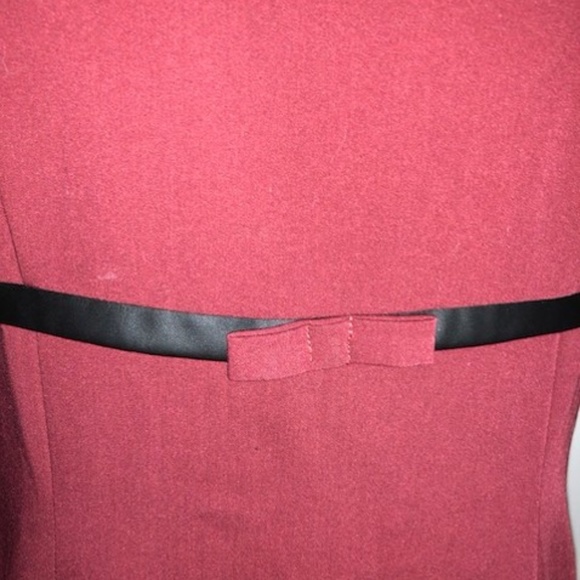 Maroon Dress w/Black Trim Detail & Bow - Picture 4 of 4
